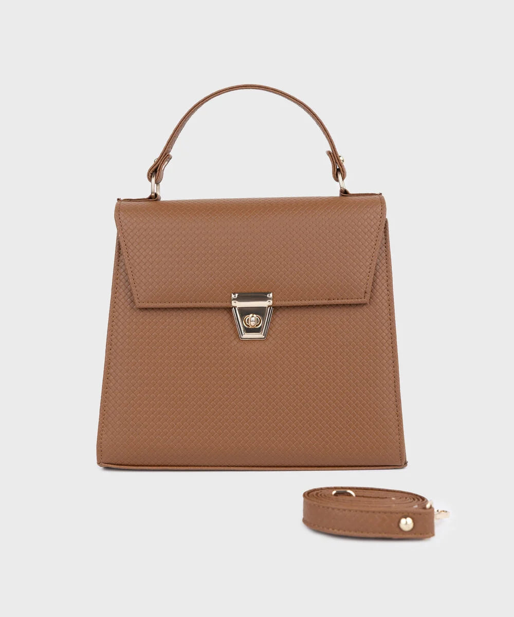 Tan Top Handle Bag