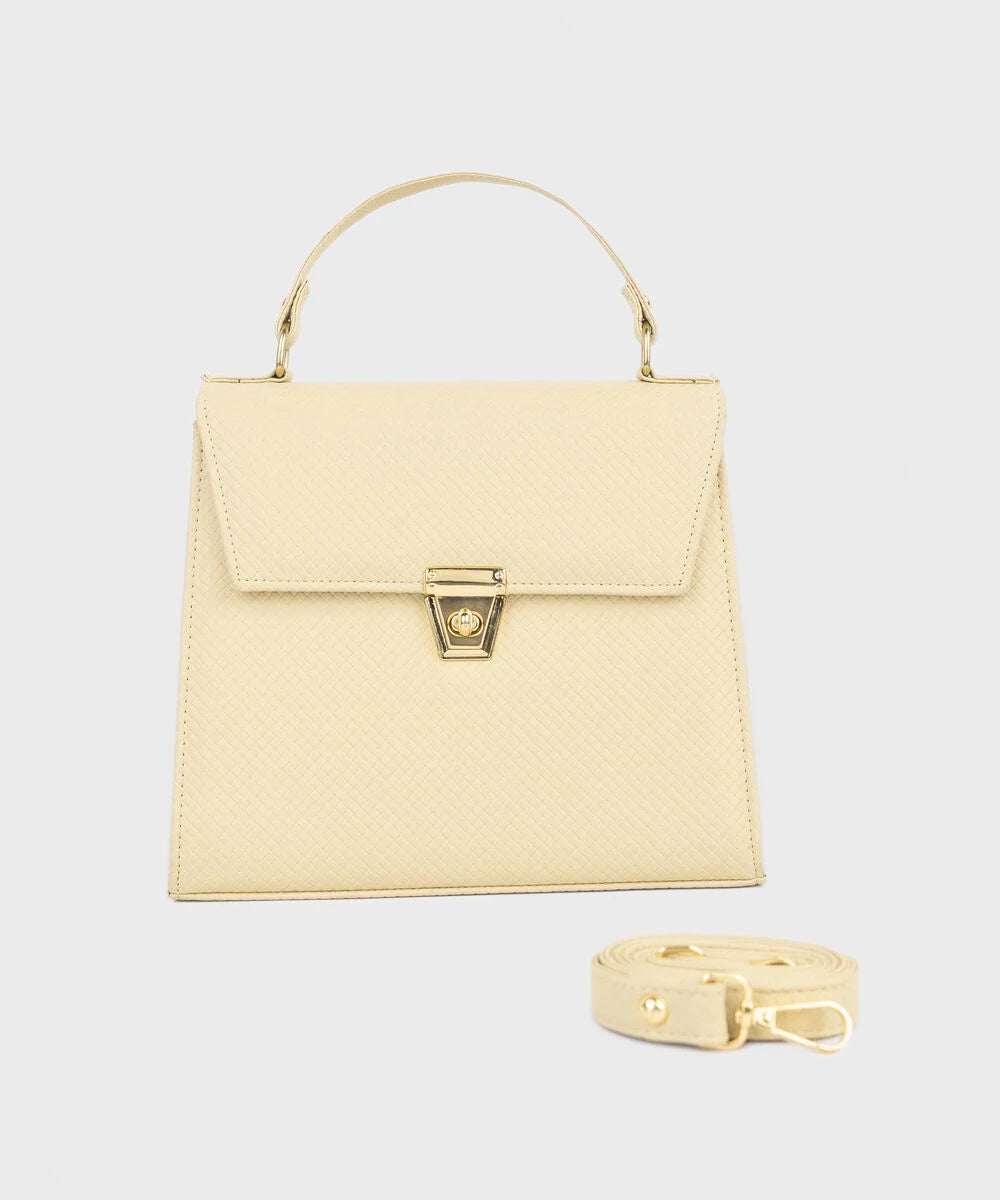Off White Top Handle Bag