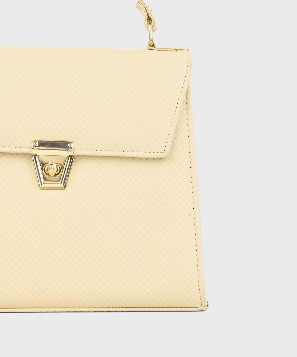 Off White Top Handle Bag