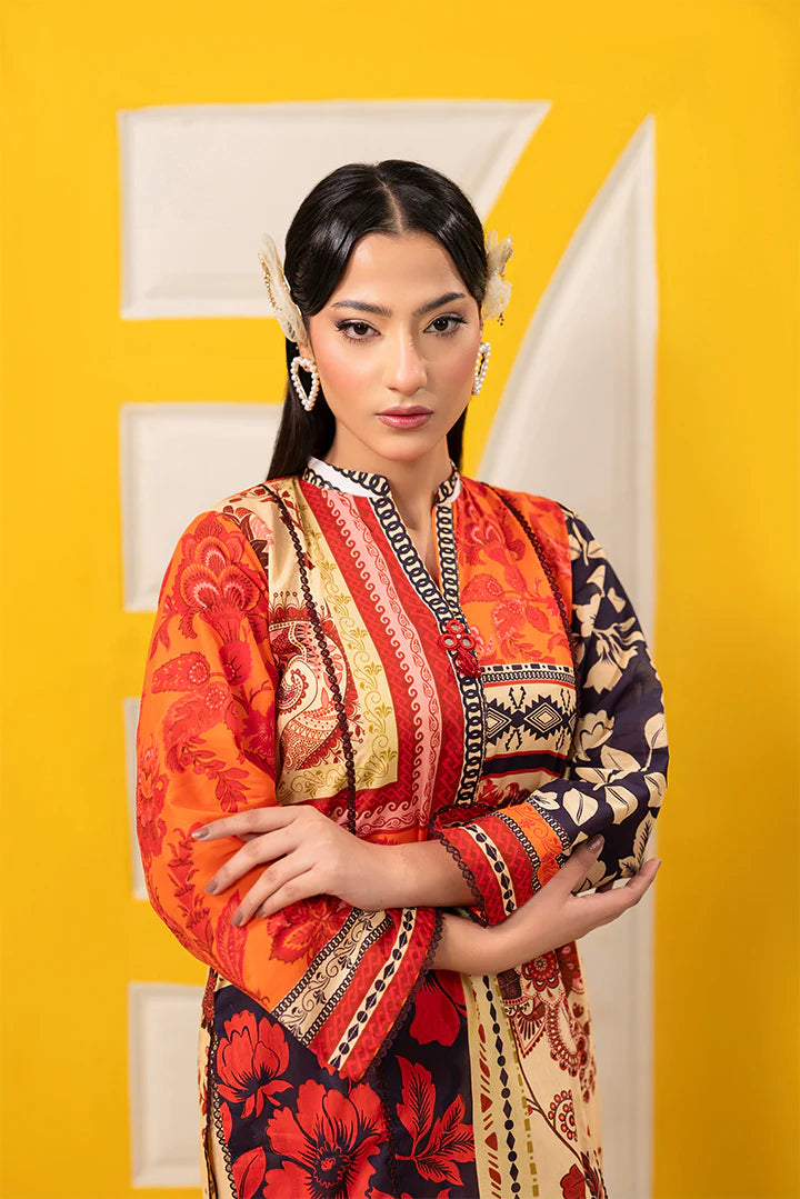 Premium Cream Indigo Blues Printed Lawn Suits