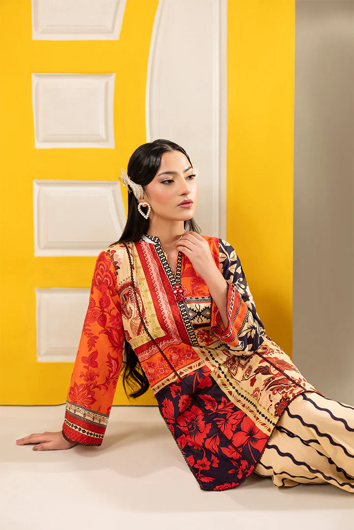 Premium Cream Indigo Blues Printed Lawn Suits