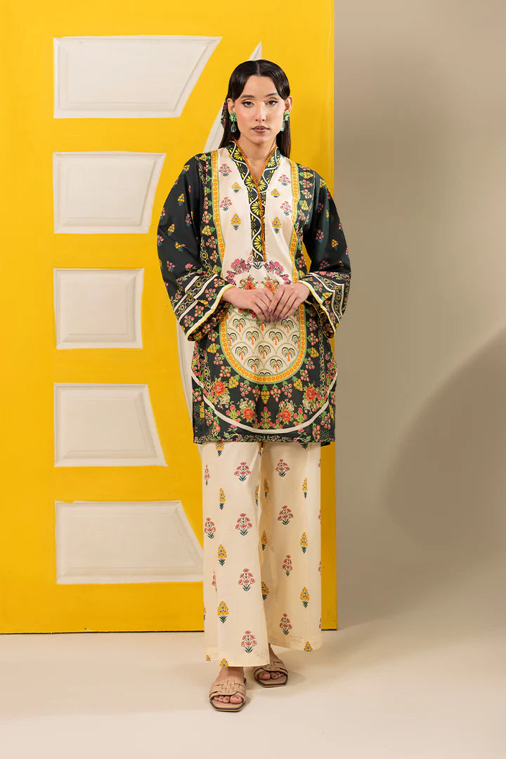 Premium Forest Green & Cream Printed Lawn Suits