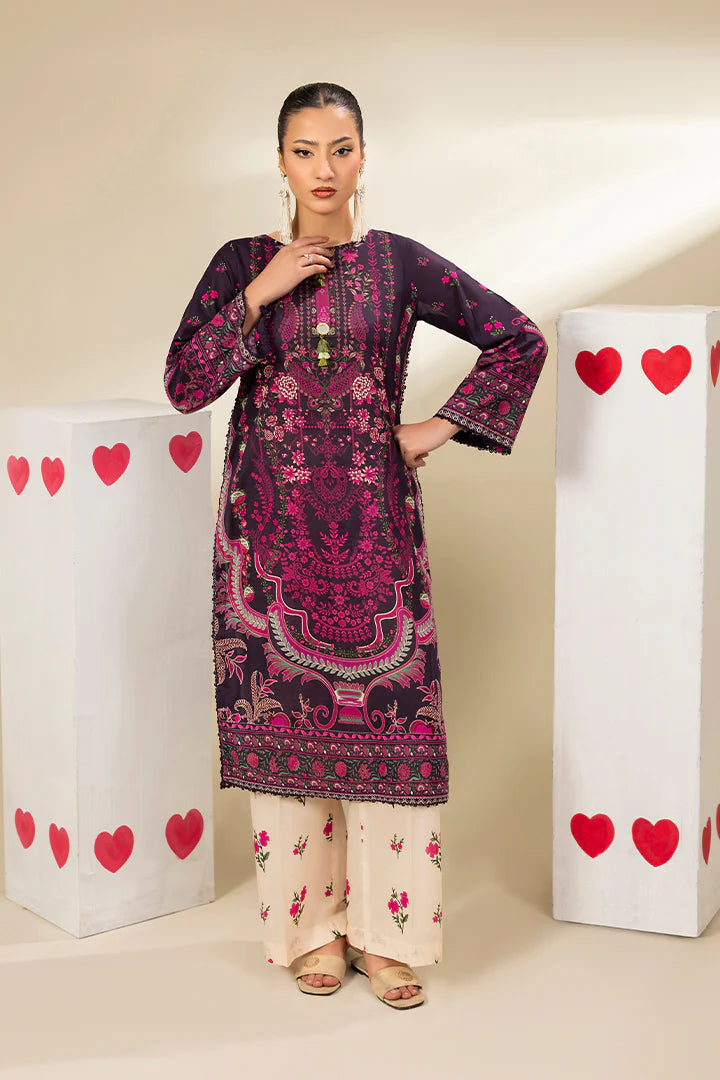 Premium Dark Purple & Beige Printed Lawn Suits