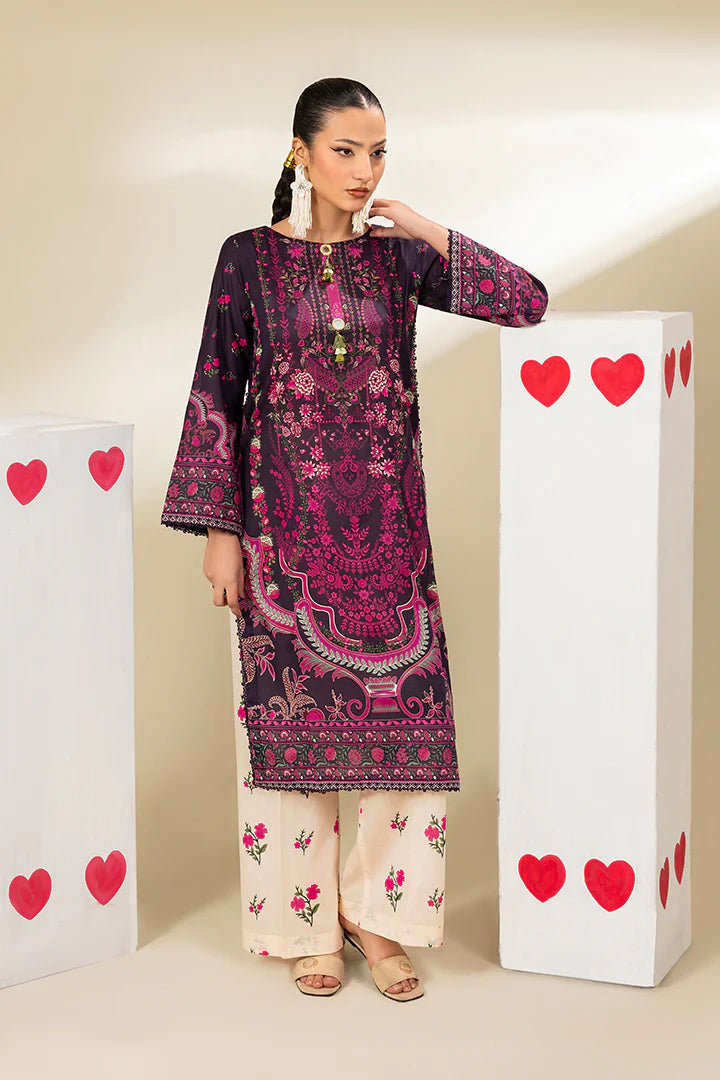 Premium Dark Purple & Beige Printed Lawn Suits