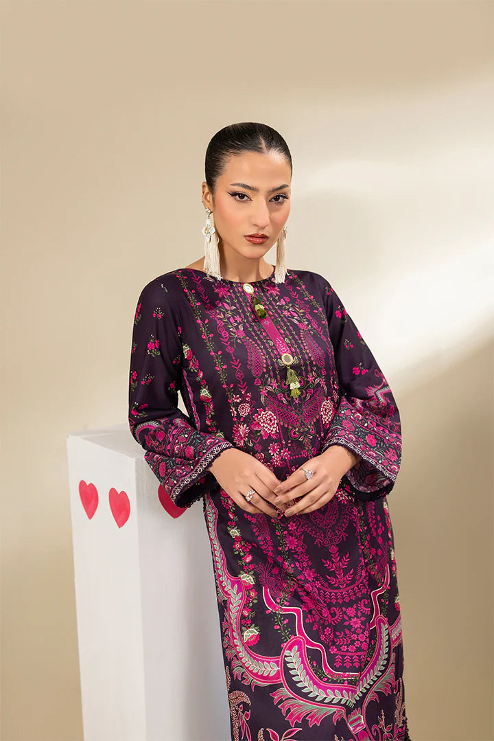 Premium Dark Purple & Beige Printed Lawn Suits