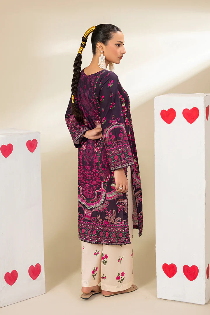 Premium Dark Purple & Beige Printed Lawn Suits