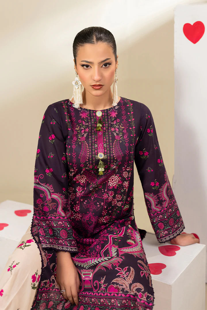 Premium Dark Purple & Beige Printed Lawn Suits