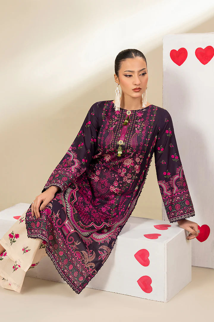 Premium Dark Purple & Beige Printed Lawn Suits