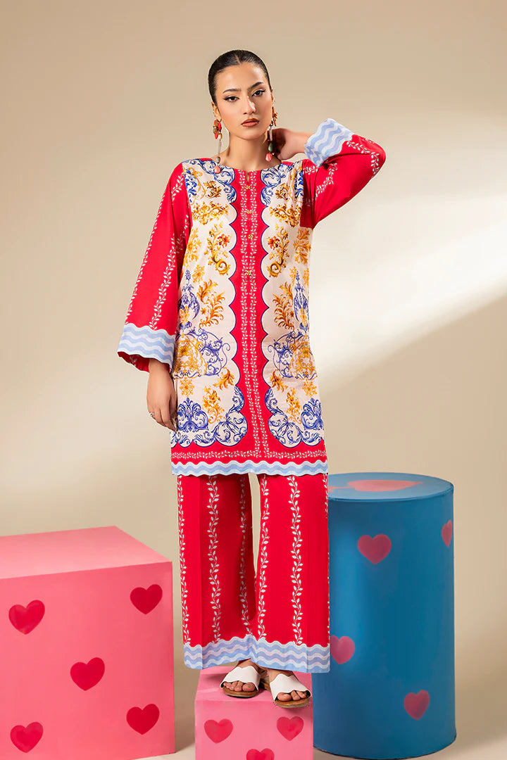 Premium Pink, Blue & Gold Lawn Suit