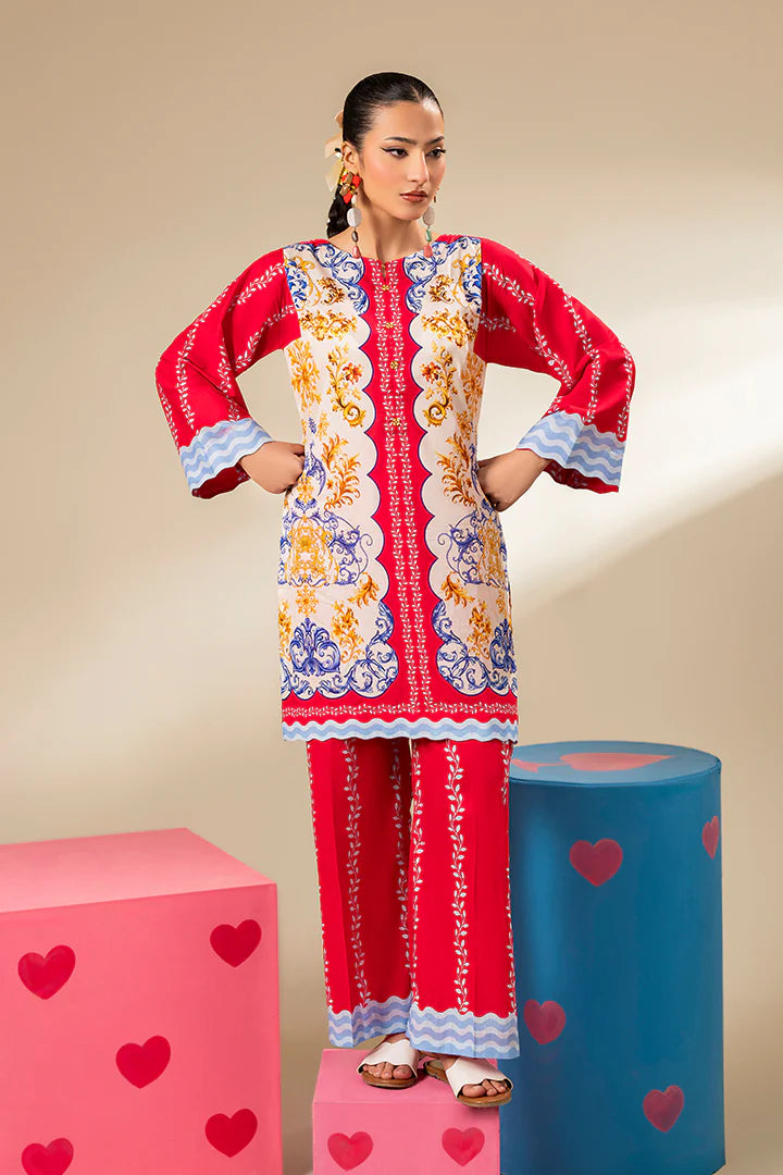 Premium Pink, Blue & Gold Lawn Suit