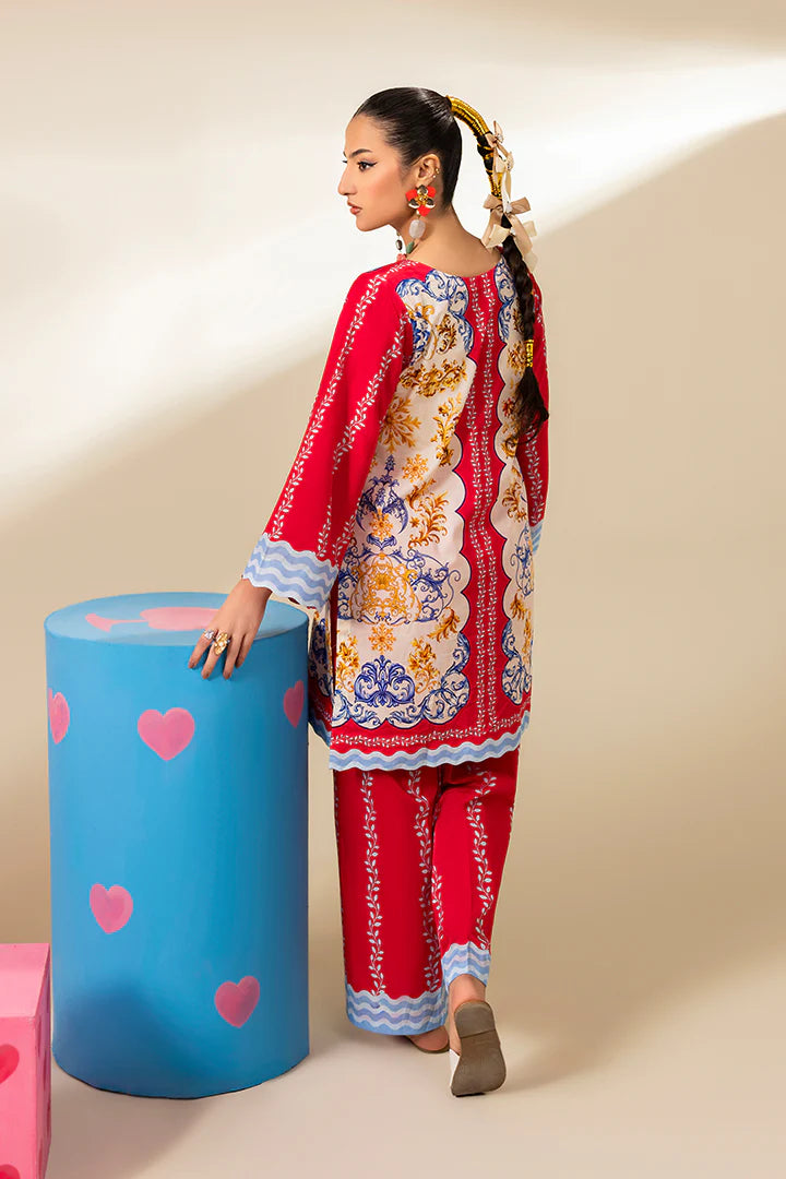 Premium Pink, Blue & Gold Lawn Suit