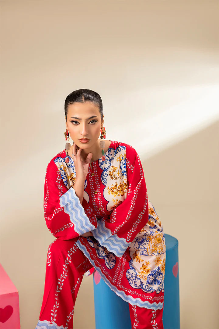 Premium Pink, Blue & Gold Lawn Suit