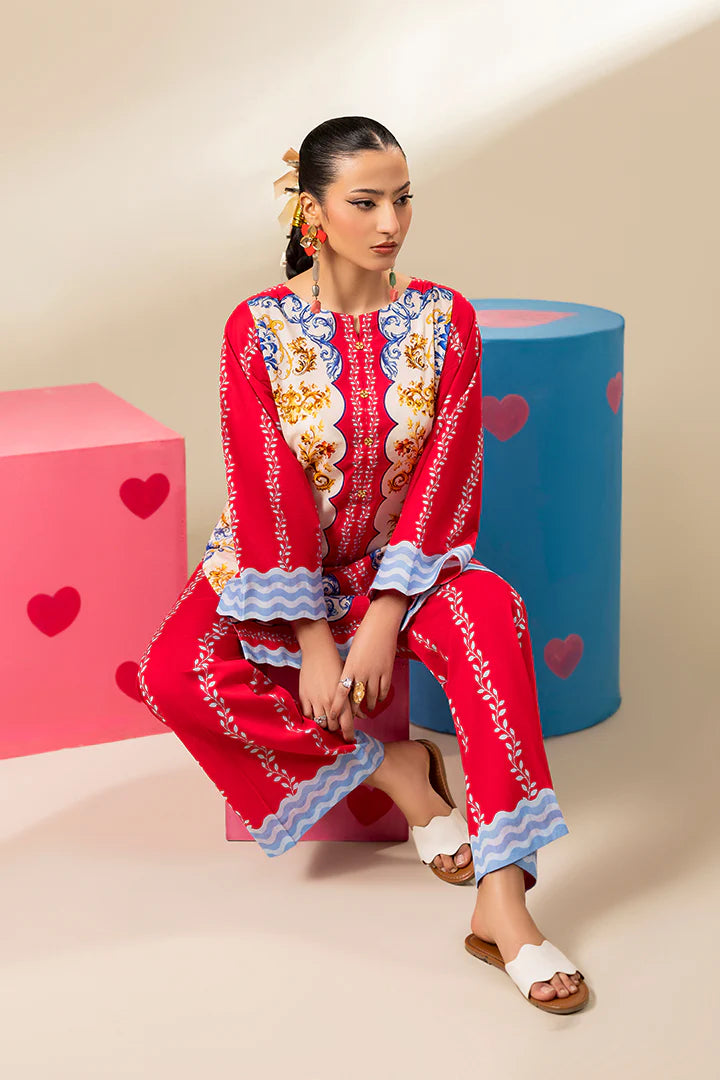 Premium Pink, Blue & Gold Lawn Suit