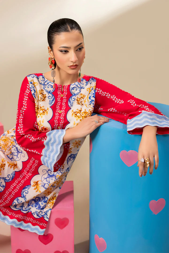 Premium Pink, Blue & Gold Lawn Suit