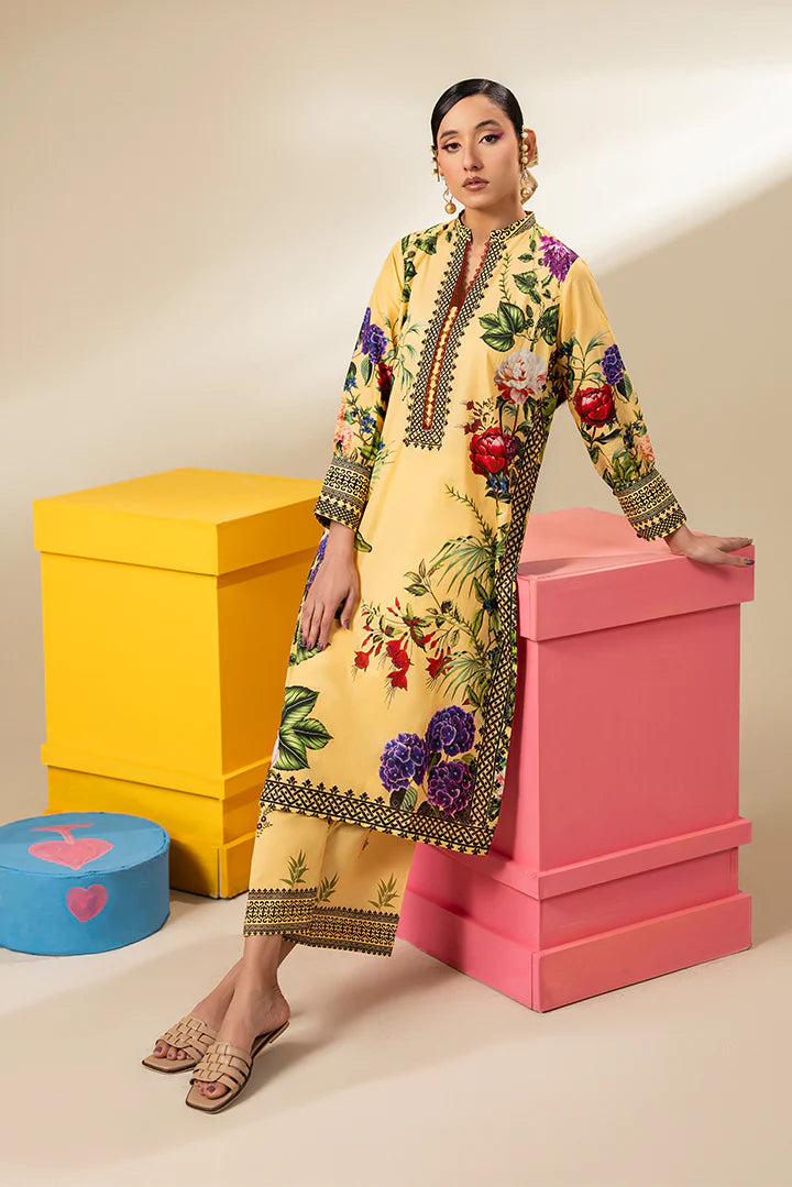 Premium Bright Yellow Lawn Suit